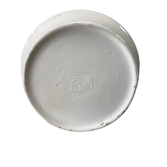 Vintage Italian Ceramic Canister With Hand-Painted Fruit Motif & Red Lid - Picture 3 of 9